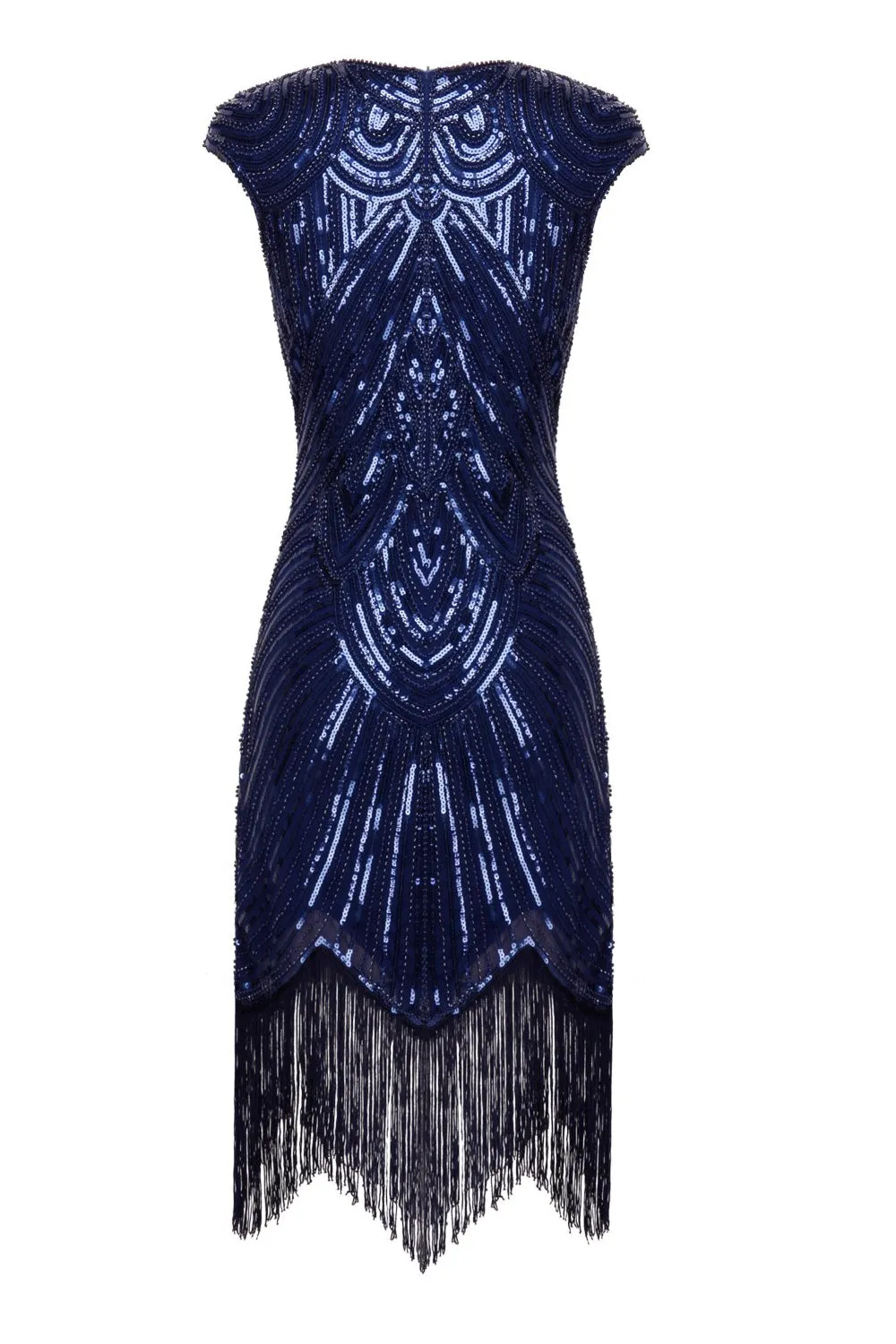 Navy Sequin Fringe Flapper Dress