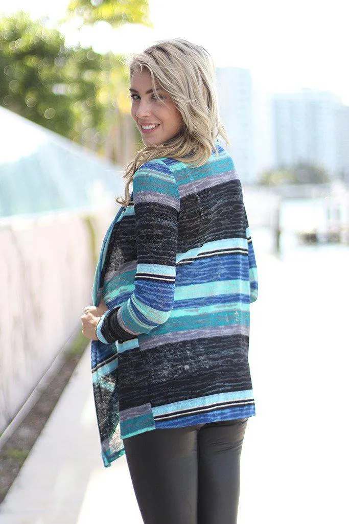 Navy Striped Cardigan