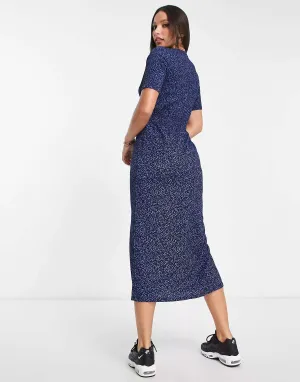 New Look Blue Smocked Midi Dress