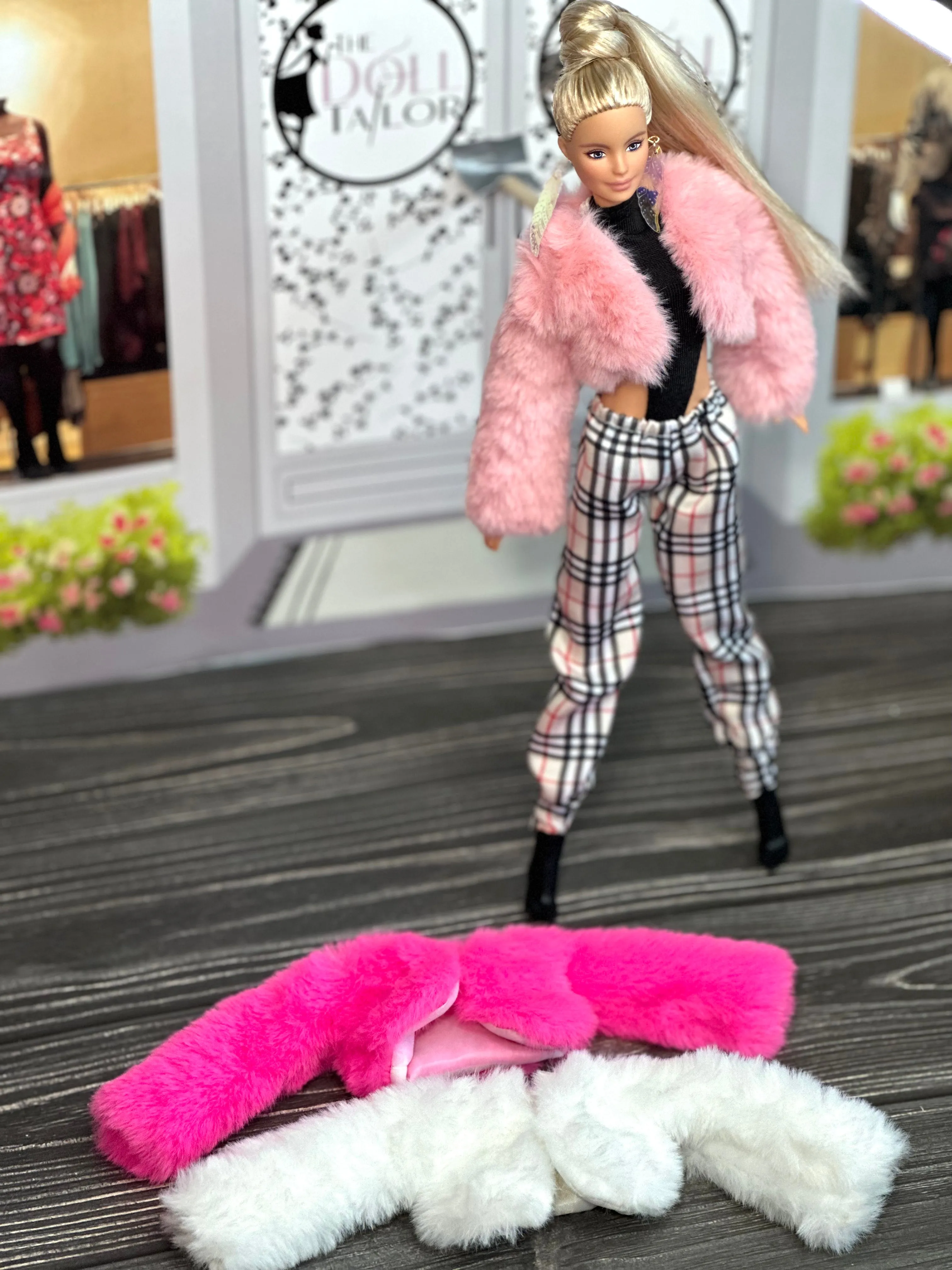 Pink Barbie fur coats