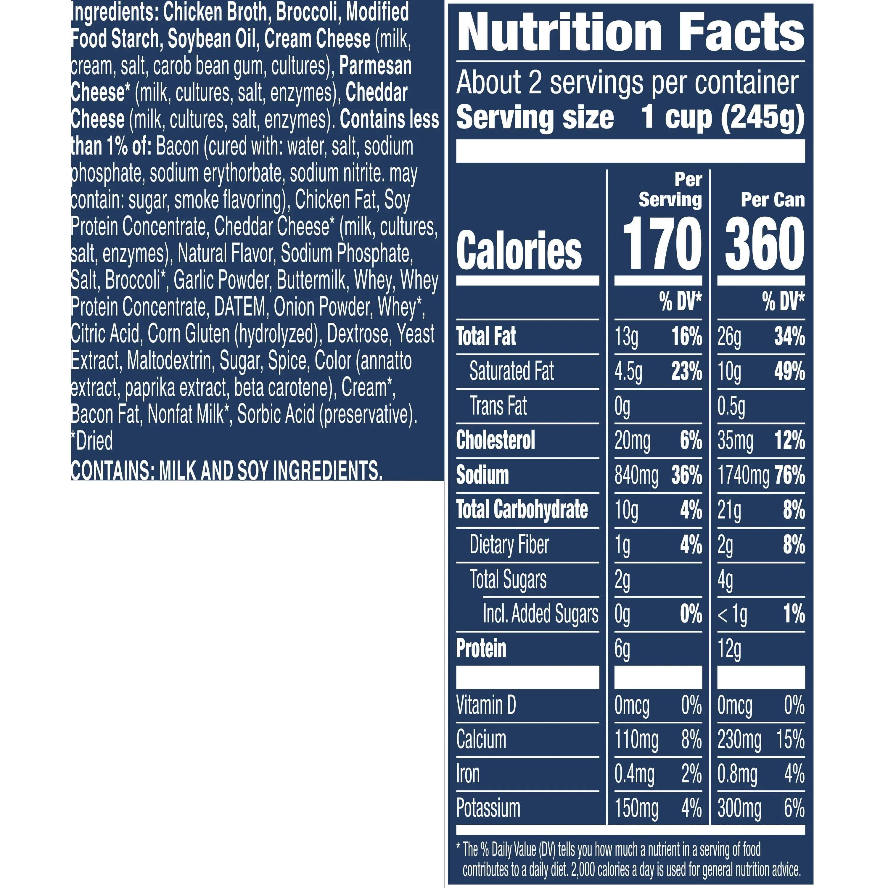 Progresso Rich & Hearty Broccoli Cheese With Bacon Canned Soup, 18 oz