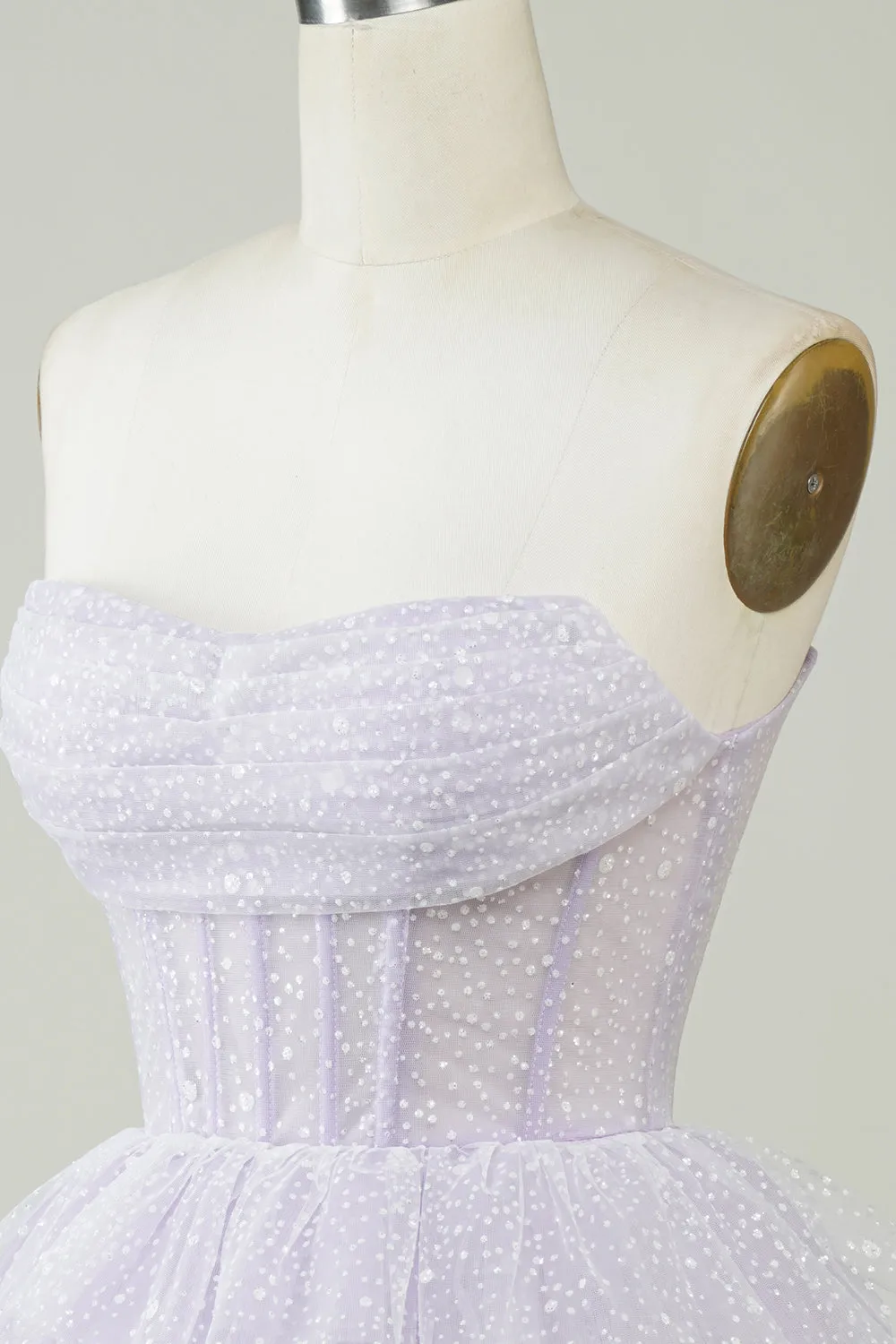 Purple Sparkly Corset Tiered Homecoming Dress