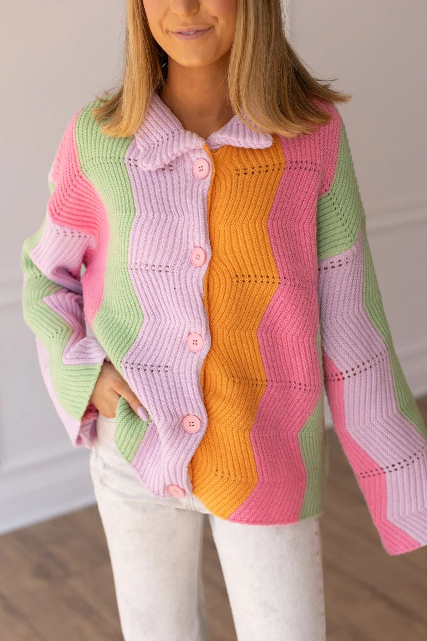 Rainbow Chevron Blanket Cardigan