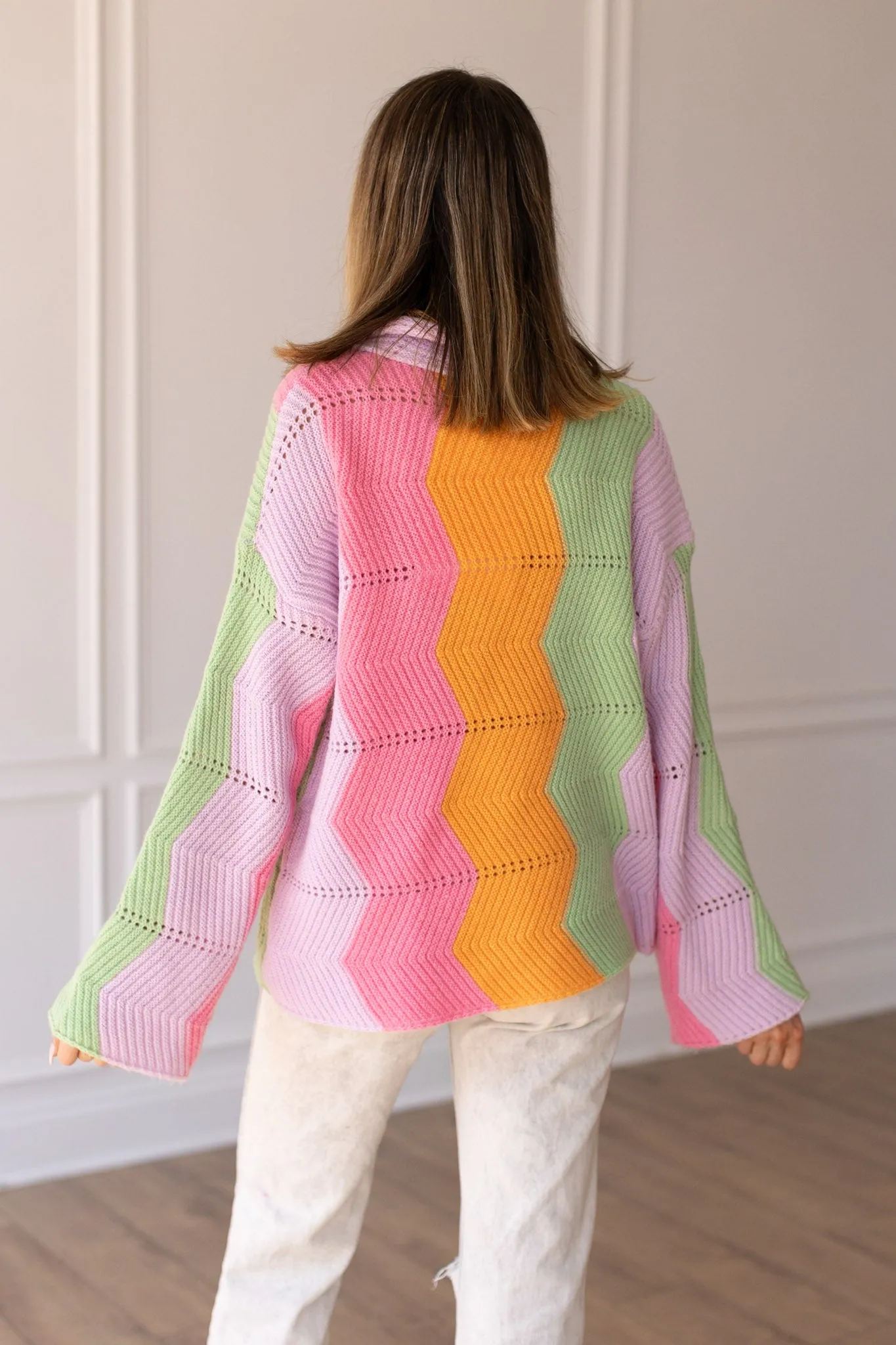 Rainbow Chevron Blanket Cardigan