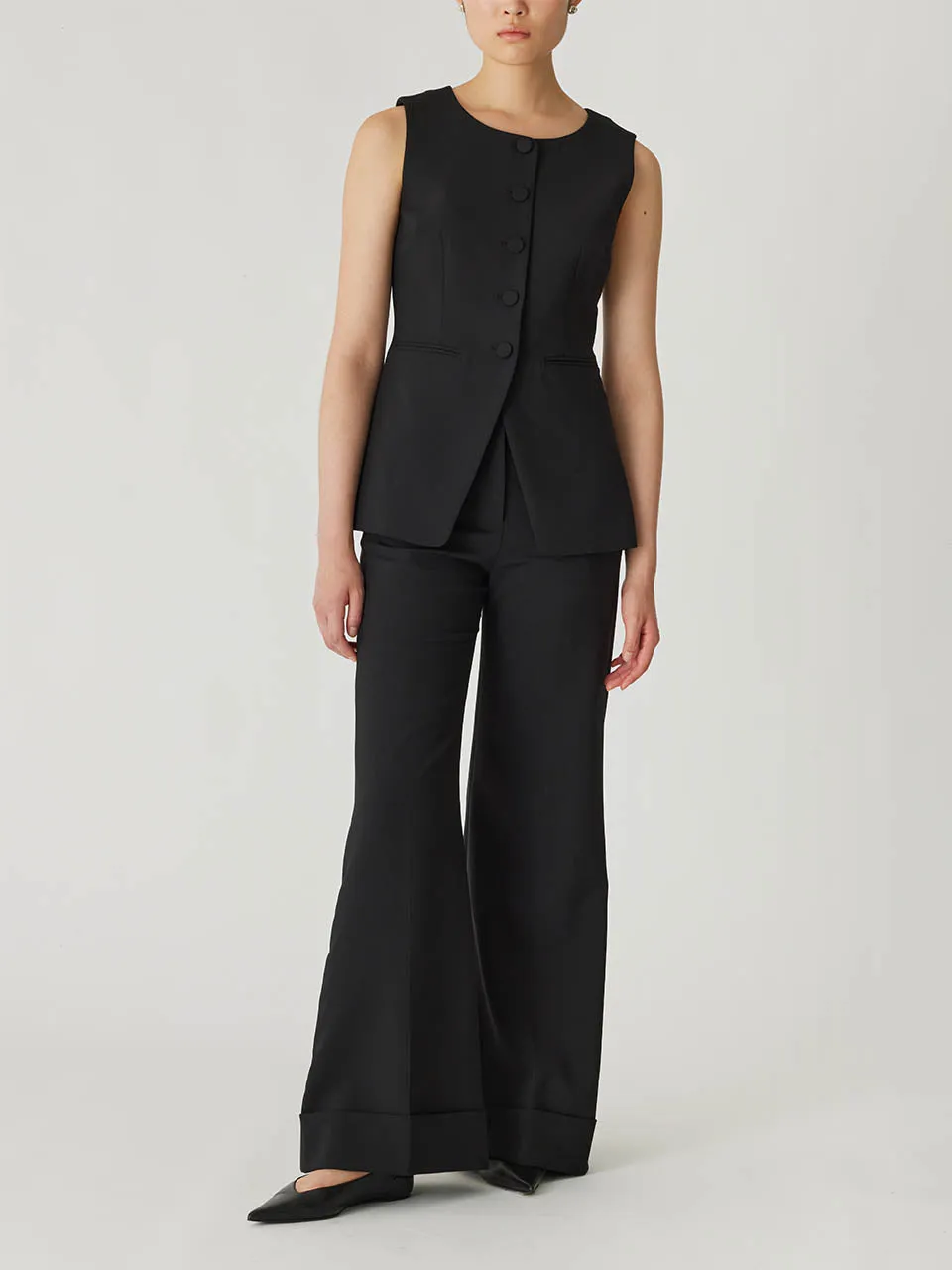 Refined Suiting Button Front Vest