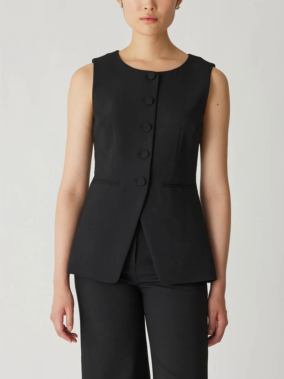 Refined Suiting Button Front Vest