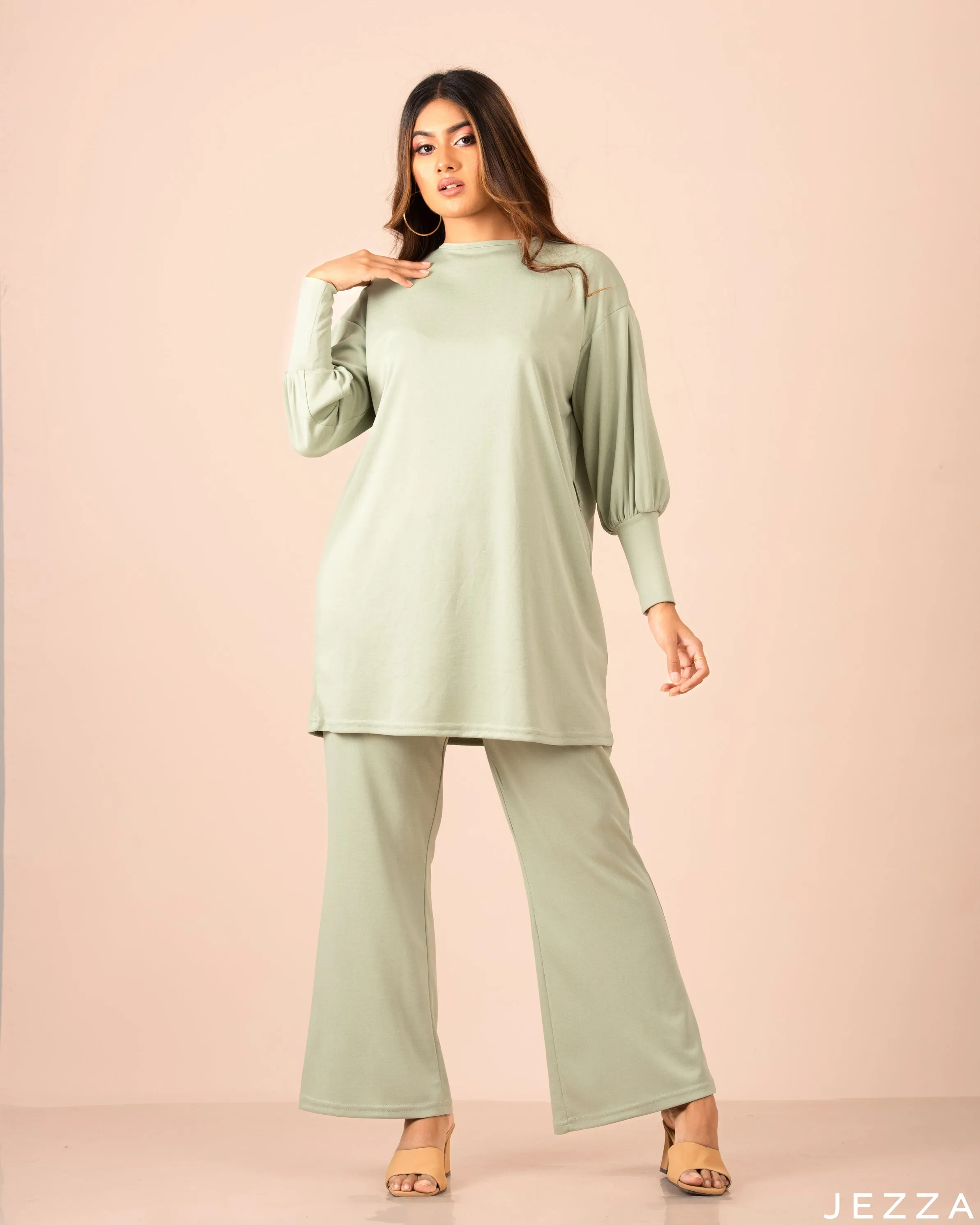 Relaxed Cotton Knit Top & Pant Set 56841/57571