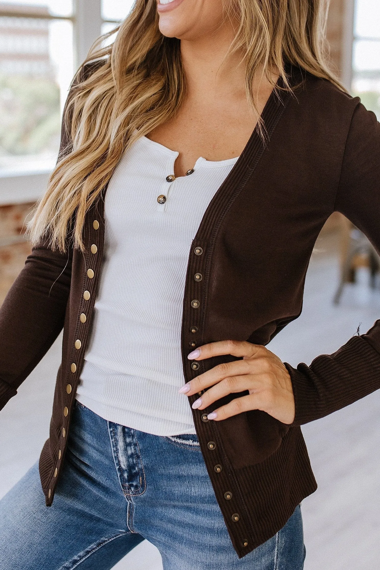 Ribbed Snap Cardigan | S-XL