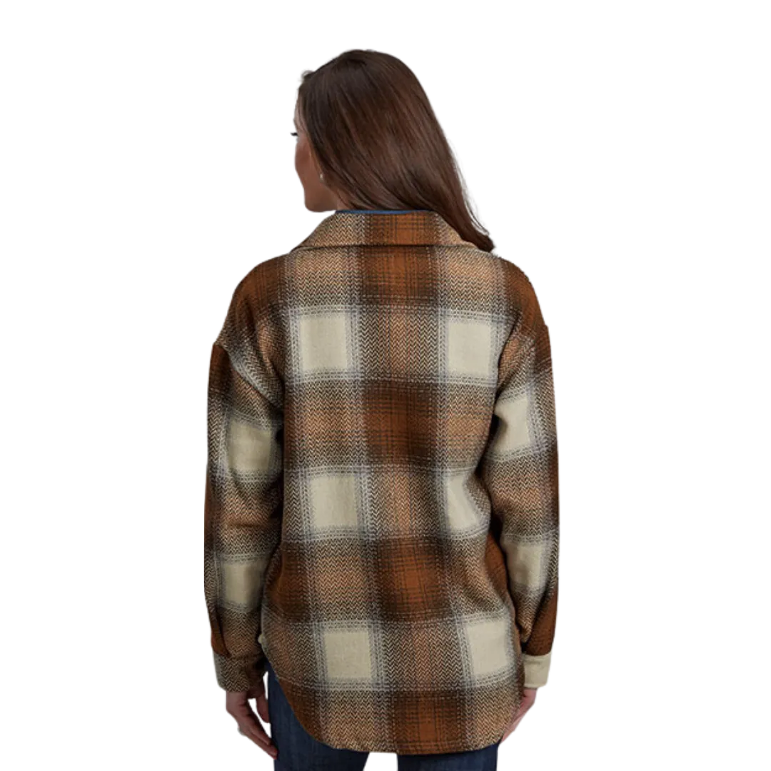 Roper Women's Brown Scale Plaid Flannel Shirt Jacket