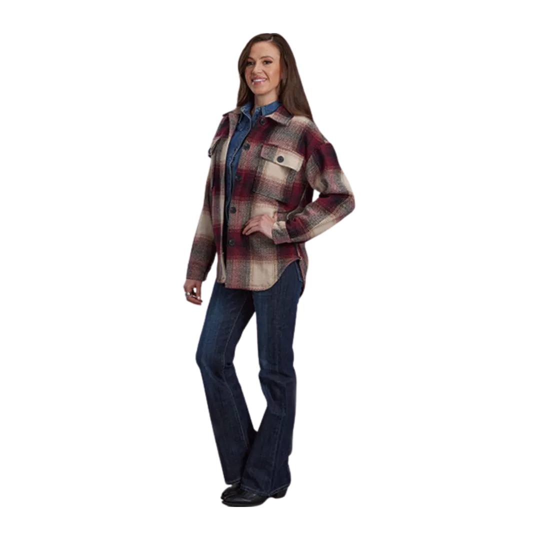 Roper Women's Brown Scale Plaid Flannel Shirt Jacket