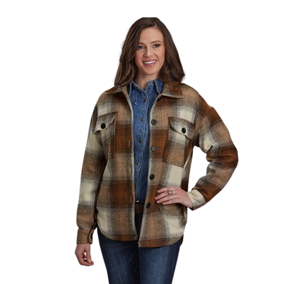 Roper Women's Brown Scale Plaid Flannel Shirt Jacket