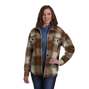 Roper Women's Brown Scale Plaid Flannel Shirt Jacket