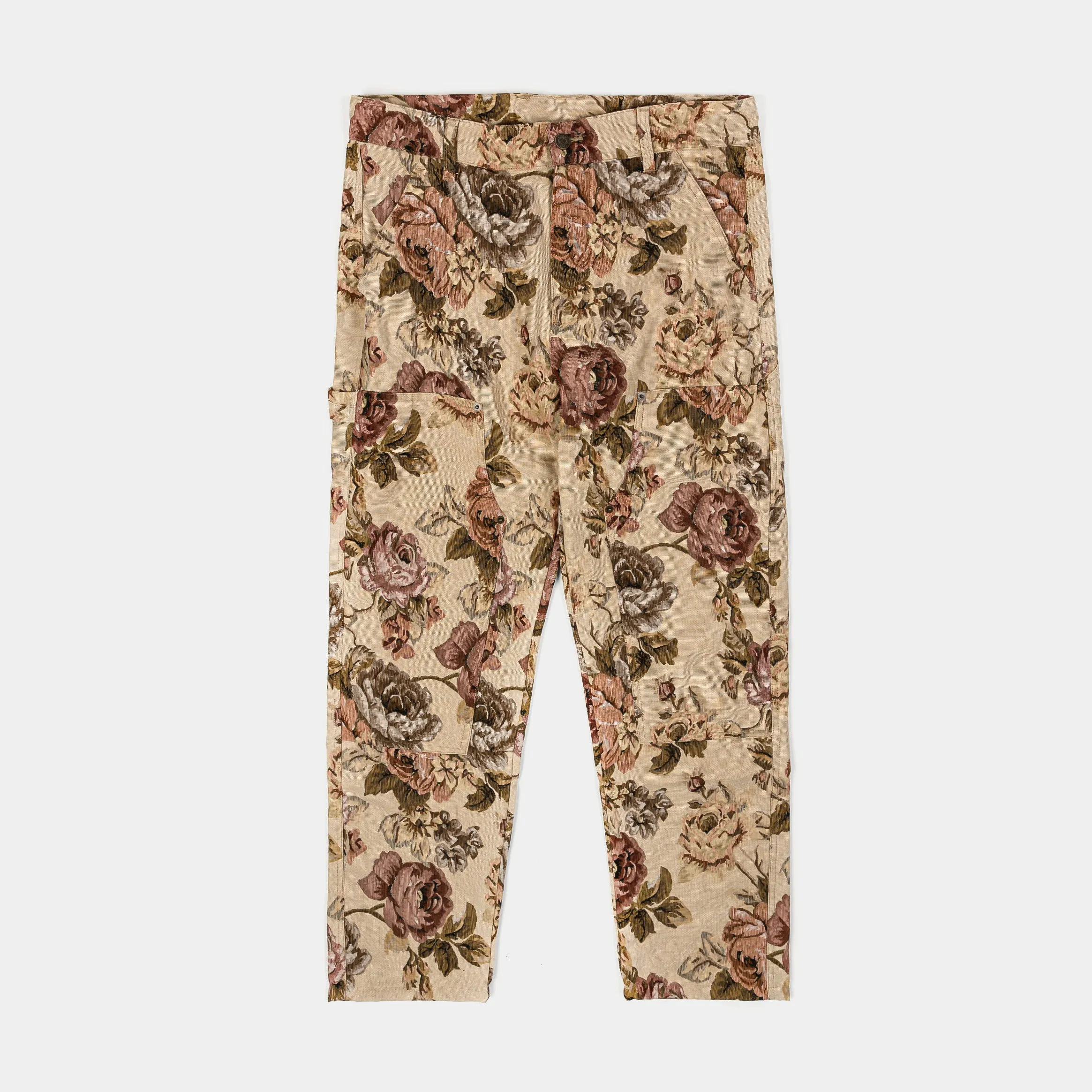 Rose Jacquard Mens Pants (Tan/Red)