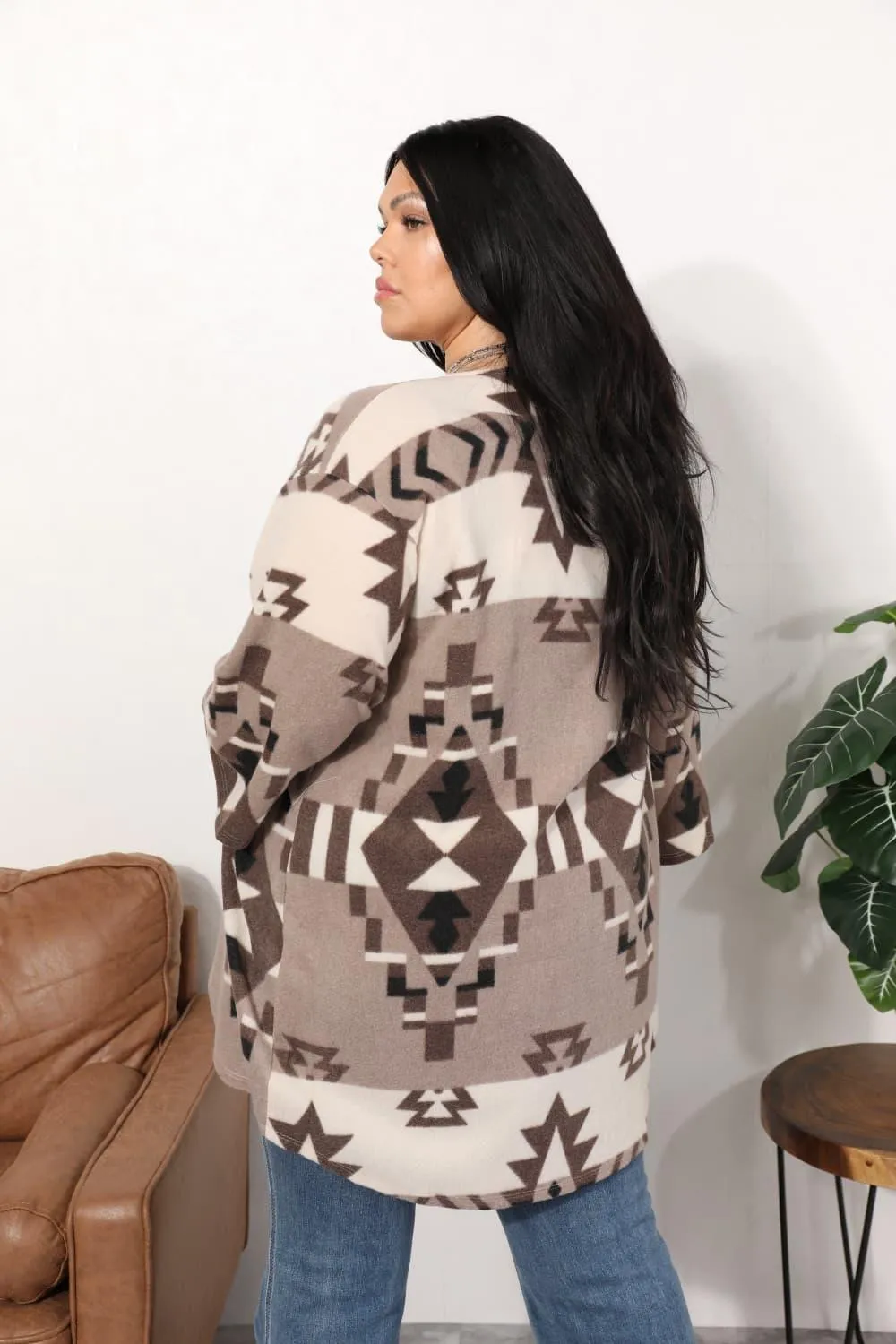 Sew In Love Full Size Cardigan with Aztec Pattern