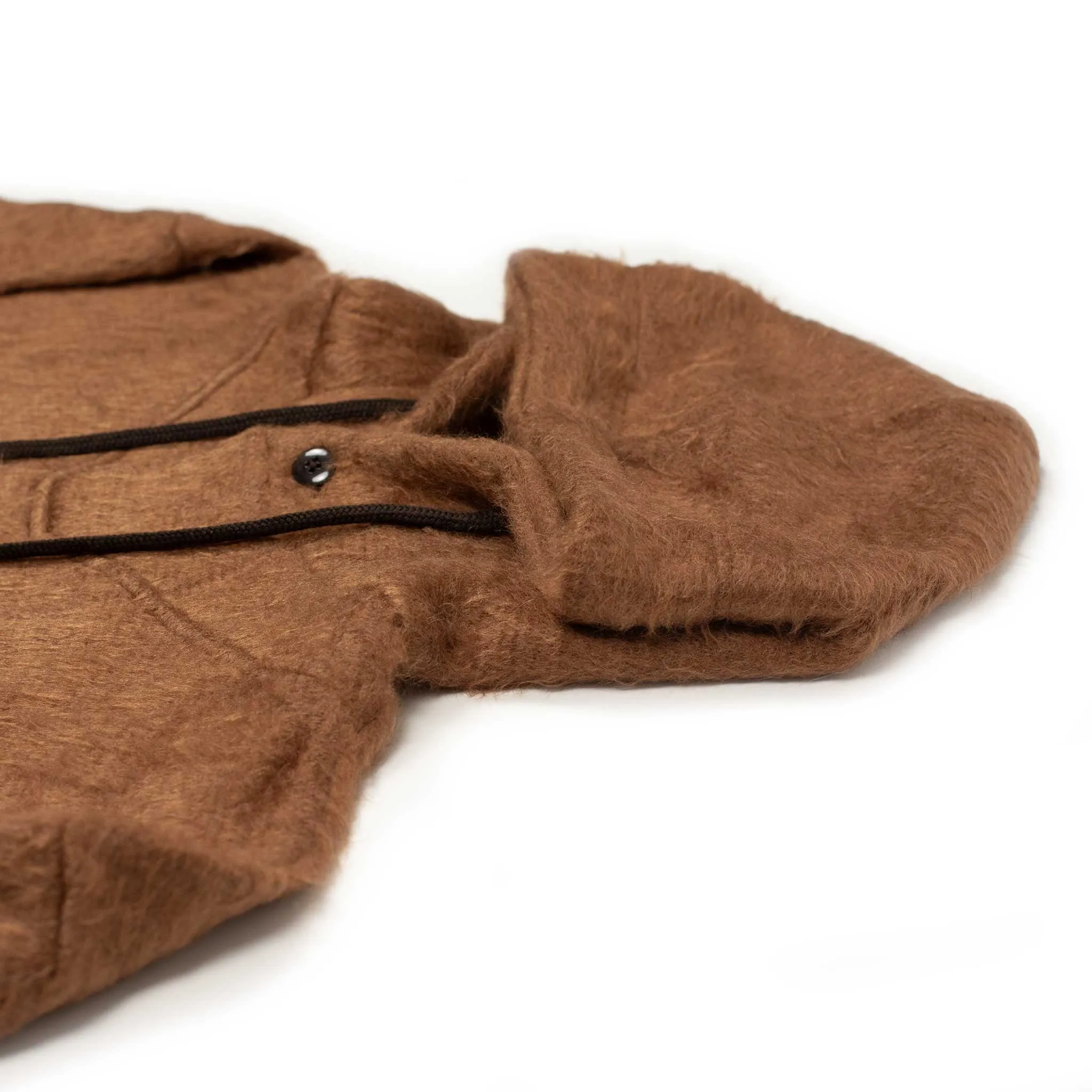 Heres an optimized product title with modifiers for the e-commerce listing:

Cozy Caramel Brown Shaggy Fleece Hoodie for Men and Women