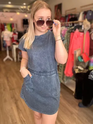 Slate Blue Cotton Dress