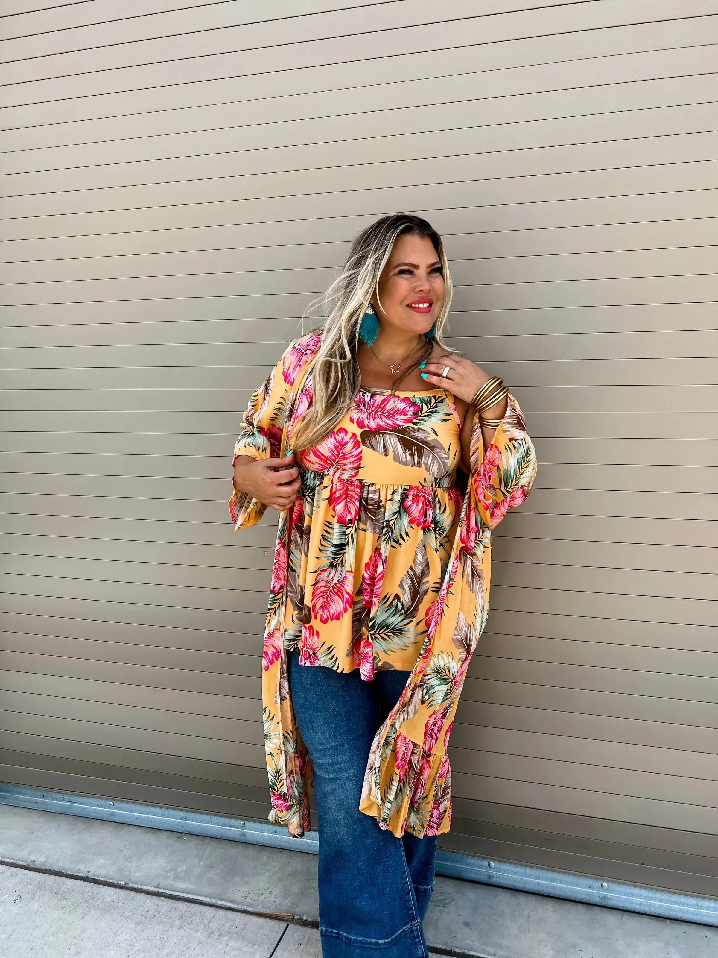 Take Me to the Islands Tropical Floral Kimono