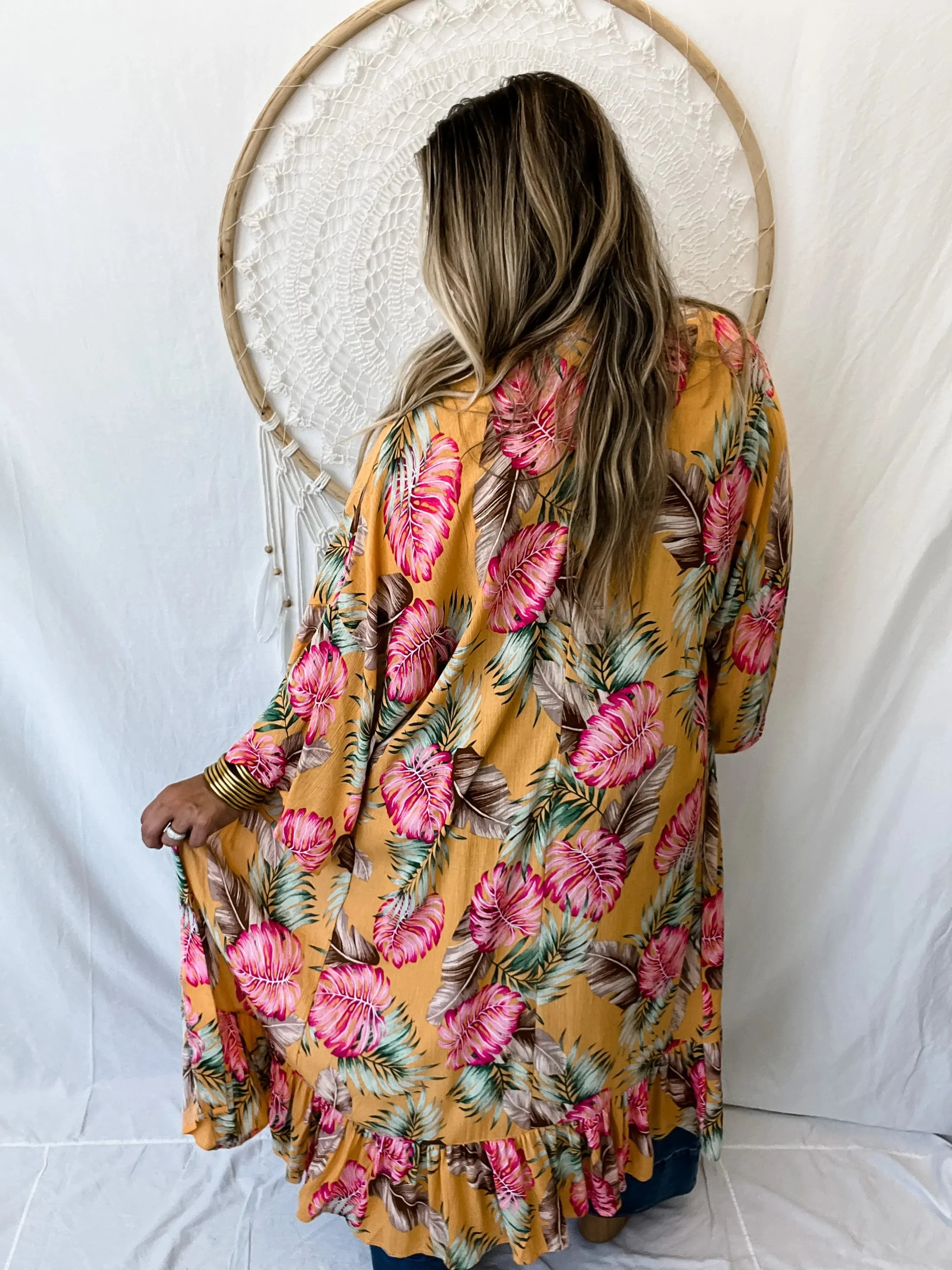 Take Me to the Islands Tropical Floral Kimono