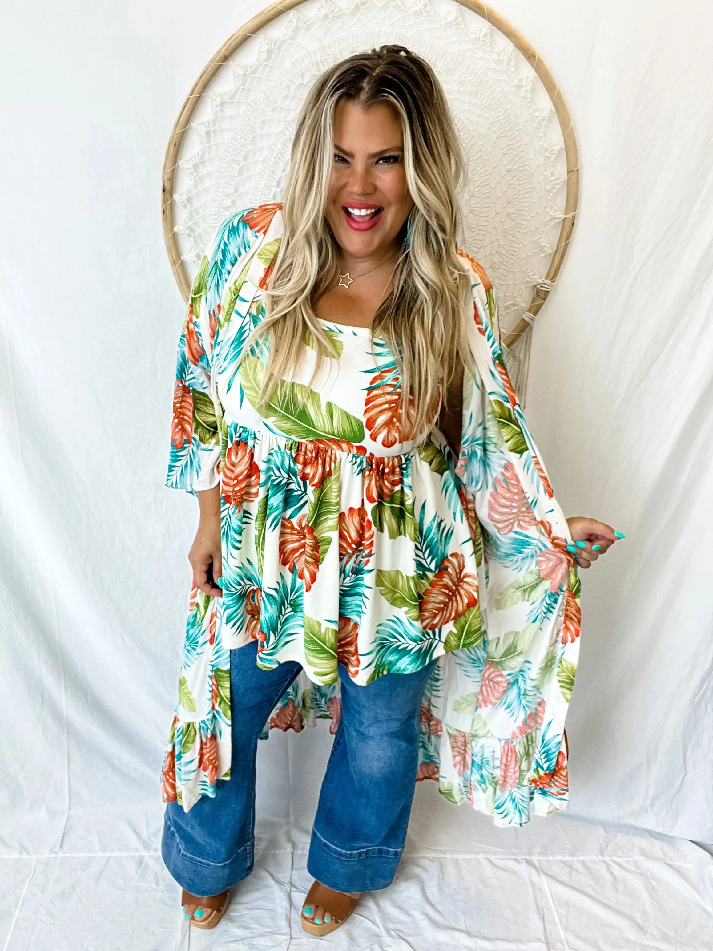 Take Me to the Islands Tropical Floral Kimono