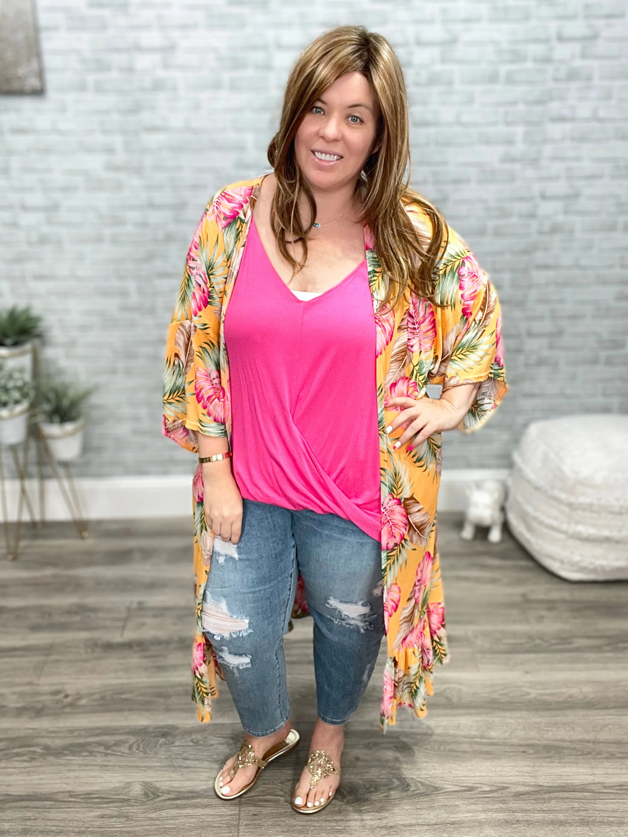 Take Me to the Islands Tropical Floral Kimono