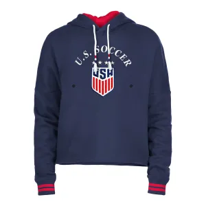 Women's New Era USWNT Fleece Cropped Navy Hoodie