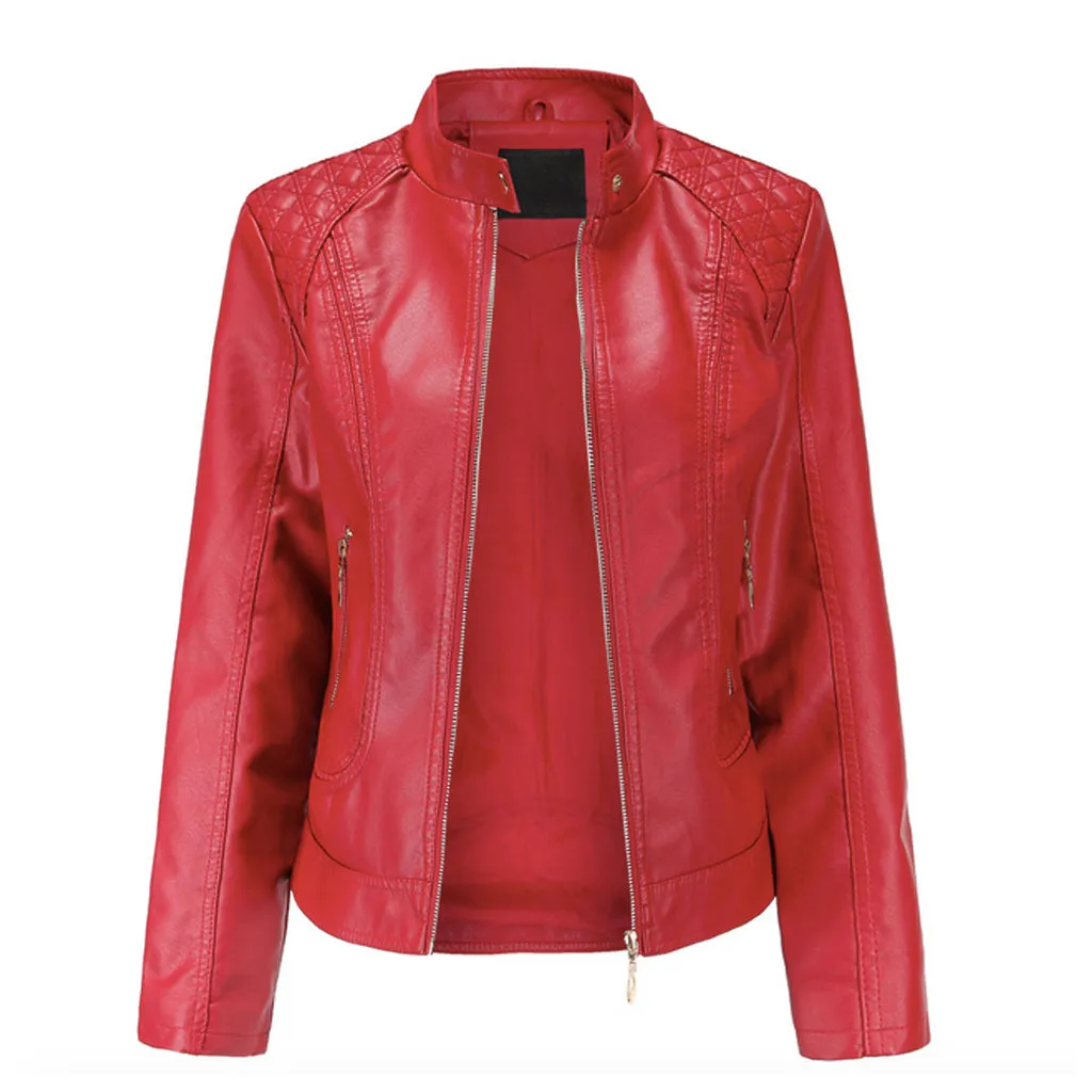 Womens Soft Quilted Vegan Leather Jacket